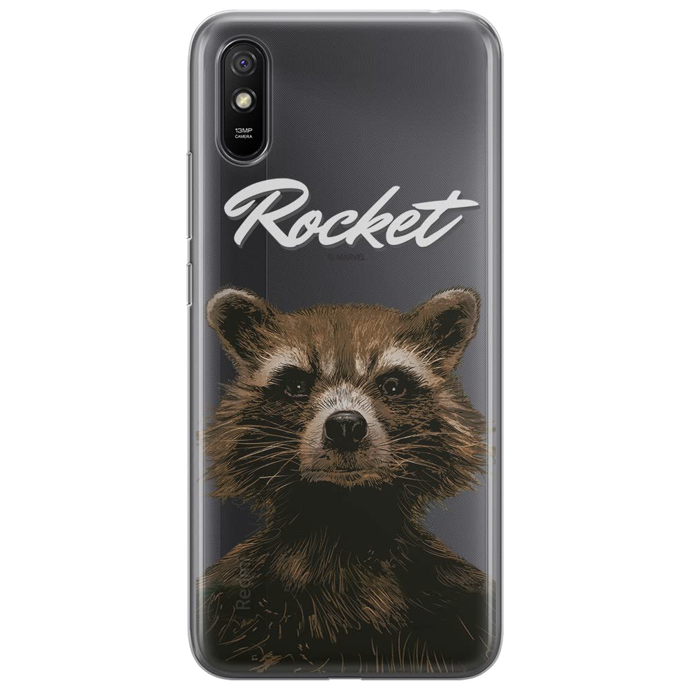 ERT GROUP mobile phone case for Xiaomi REDMI 9A original and officially Licensed Marvel pattern Rocket 006 optimally adapted to the shape of the mobile phone, partially transparent