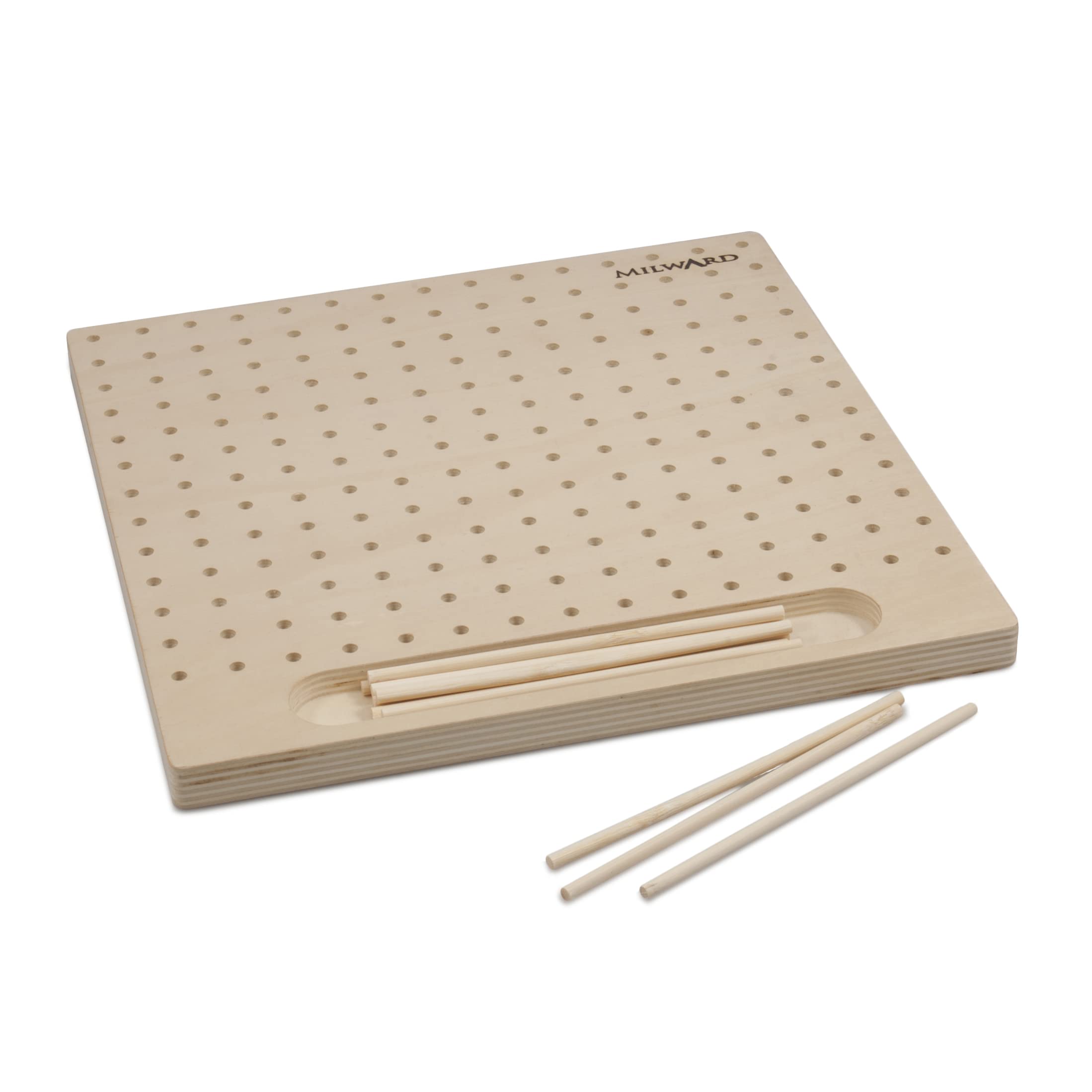 MILWARDS 2519015 Blocking Board with 12 Pins, Wood, 30x30x12cm