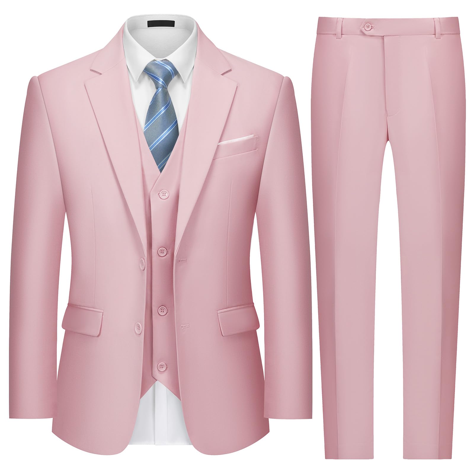 MAGE MALE Mens Two Button 3-Piece Suits Slim Fit