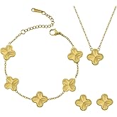 LaBling Clover Necklace Pendant Earring Bracelet Set | Designer Necklace Earring Bracelet Jewelry Set | Lovely Gift