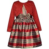 Bonnie Jean Christmas Dress with Red Cardigan for Baby, Toddler, Little and Big Girls