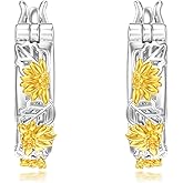 Dorunmo Sunflower Hoop Earrings 925 Sterling Silver Sunflower Flower Hoops Earrings Small Huggie Earrings Jewelry Valentines Mothers Day Christmas Gifts for Women
