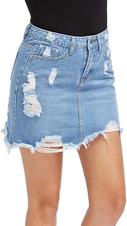 blue jean ripped skirt