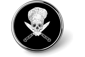 MHXYZHW Skull-Chef Cooking Skull Lapel Pin Round Brooch Badge Jewelry Art Decoration for Clothing Bags Wedding Gift