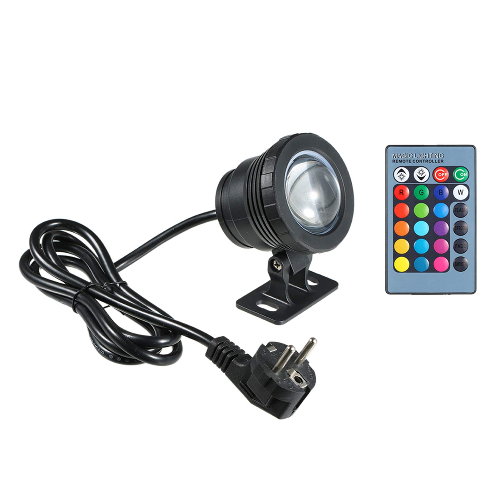 Lixada 10 W RGB LED Pool Light Diving Lamp with Remote Control 16 Colours 4 Light Effects IP65 Waterproof Design for Pool Aquarium Fountain Halloween Christmas Festival Wedding Function