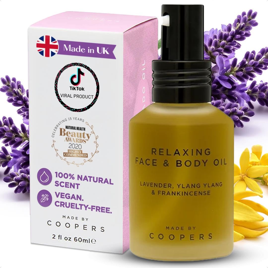 Made by Coopers Relaxing Face & Body Oil | Natural Beauty Skincare with Argan, Avocado & Cherry Kernel Oil | Hydrating & Anti-Ageing for Soft, Radiant Skin | Vegan & Cruelty Free | 60ml
