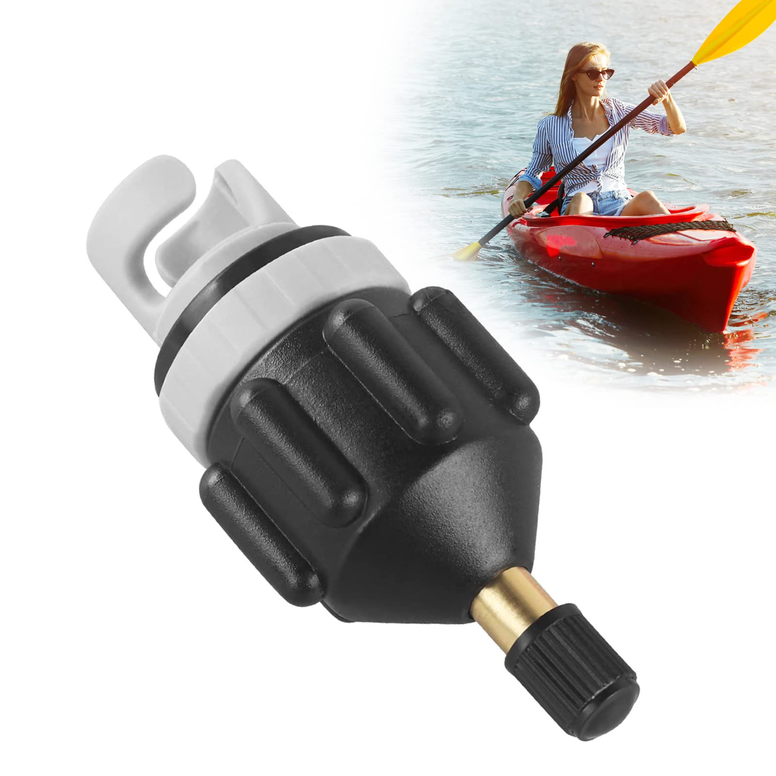 Ledoo Air Valve Adapter Inflatable Boat SUP Air, Boat Air Pump Valve Adapter Kayak Dinghy Inflatable Boat Inflatable Bed （Black）