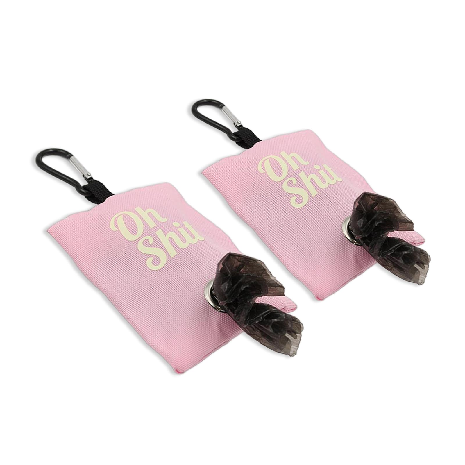 WUMUZAI 2 Pack Dog Poop Bag Dispenser with Clip, Doggie Poop Bag Holders for Leashes, Dog Waste Bag Dispenser, Doggy Bag Holder Pouch, Lightweight Fabric for Pet Running Walking Hiking (Pink)
