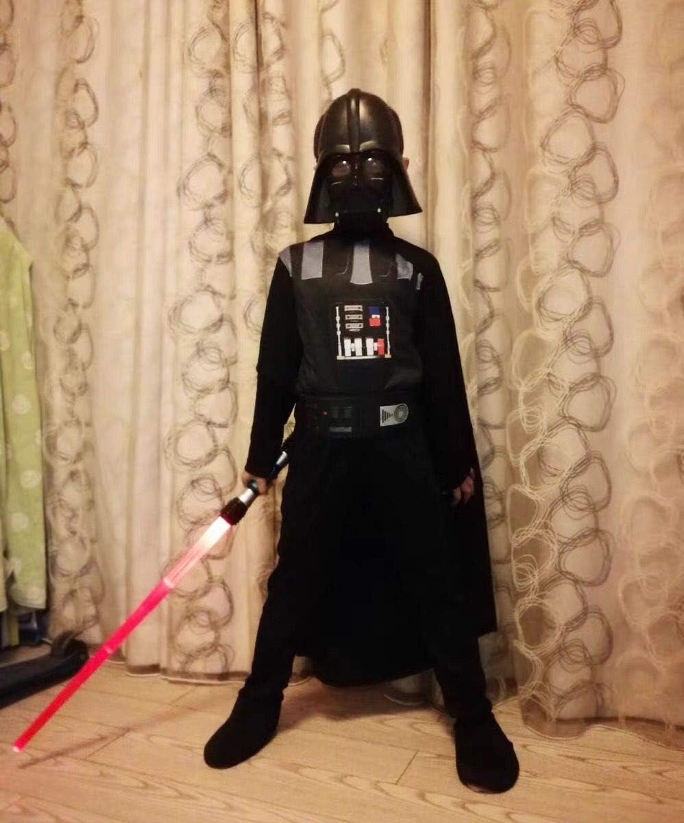Amazon S C Live スターウォーズ ダースベイダーコスプレ キッズ 子供 男の子向き ダースベイダー衣装4点セット マスク付 マント付 カッコいい 戦っている感 ダースベイダコスチューム ダースベイダー仮装 ダースベイダー衣装 ダースベイダー服 スターウォーズ