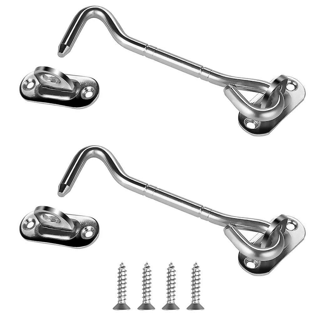 drado 2 Pcs Gate Hook and Eye, Cabin Hook Swivel Latch Ideal for securing and Holding Open Shed Doors, Garden Gates, Cabinet Doors and Windows