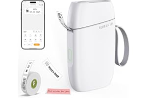 Rongta Bluetooth Label Maker Machine with Tape, Portable Mini Label Printer Wireless Thermal Handheld Sticker Makers Mini Label Makers with Multiple Templates for Organizing Office Home School(White)