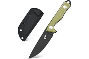 Eafengrow EF107 Fixed Blade Knife with D2 Steel Blade and Kydex Sheath - G10 Handle Compact Outdoor Field Utility Knife (Green)