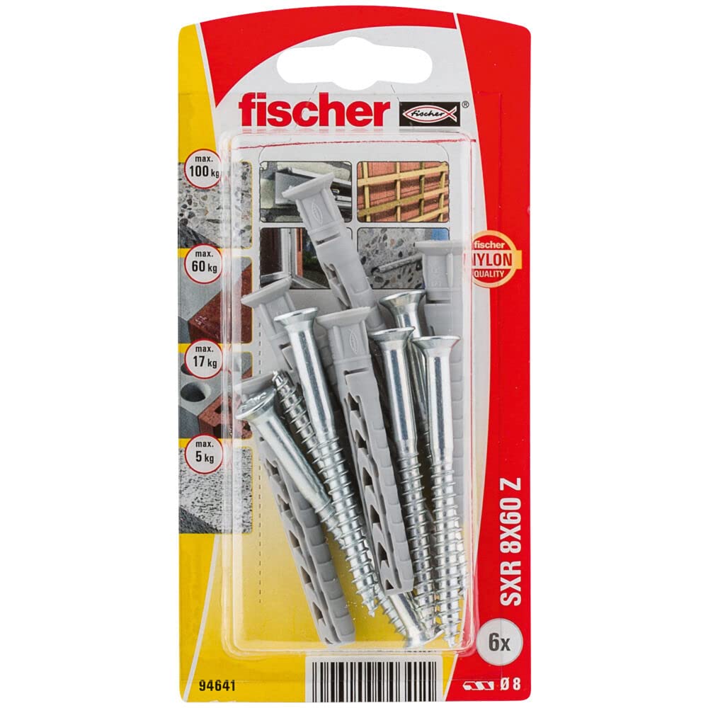 fischer Frame Fixing SXR 8 x 60 Z with countersunk Wood Screw K SB-Card, 94641