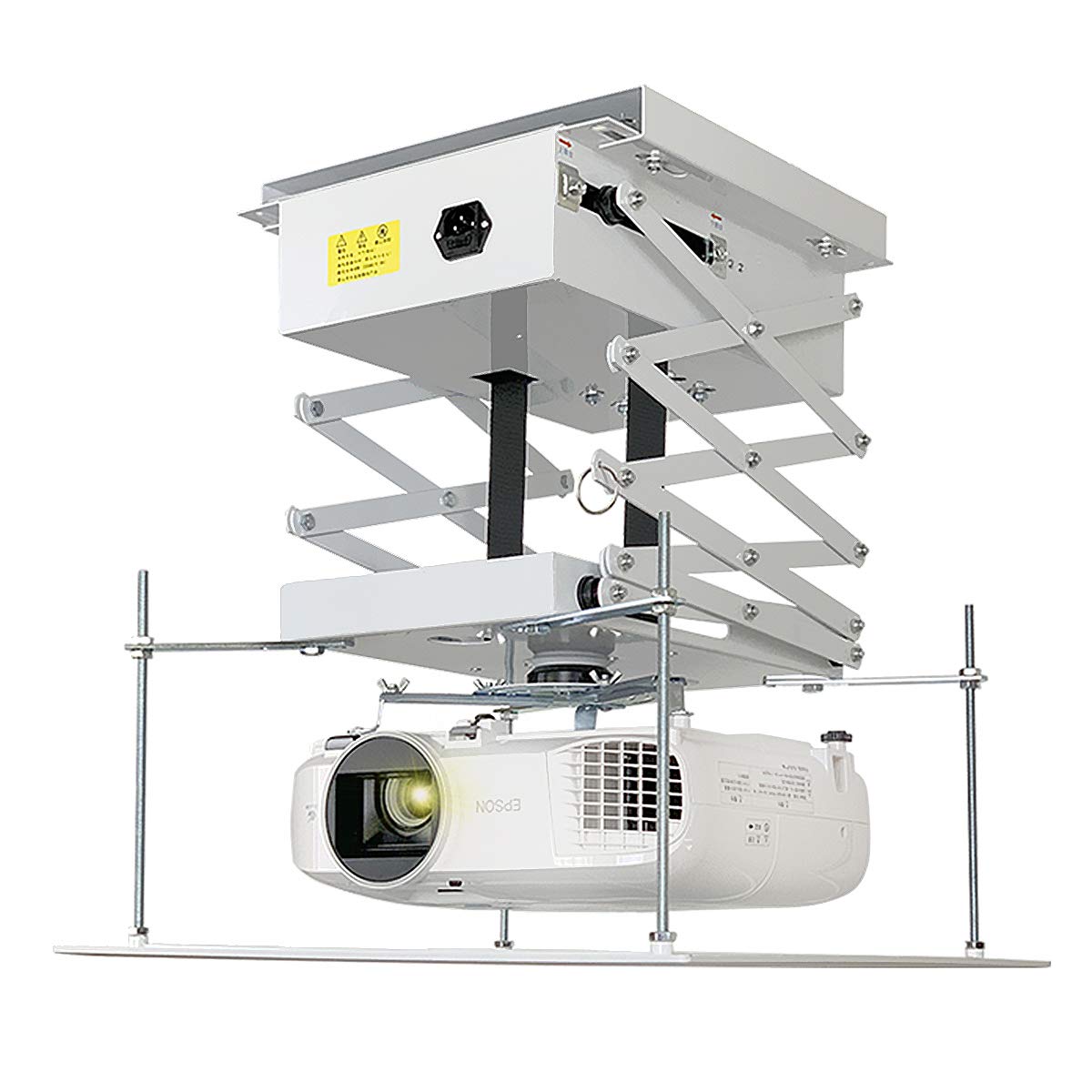 CGOLDENWALL Projector Lift Motorized Projector Mount Hanger Projector Ceiling Mount Adjustable Mounting Bracket Double Motors with Fixing Plate Max Load 44lb (Running Distance:100cm/39.37inches)