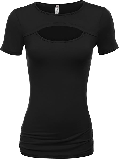 black long sleeve keyhole top