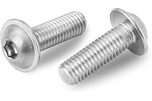 Mellewell M6 x 16mm Flanged Button Head Socket Cap Screw Bolts, 304 Stainless Steel 18-8, Allen Socket Drive, Bright Finish, Fully Threaded, Pack of 50