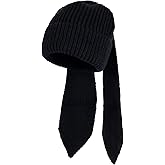 Geyanuo Bunny Hat Cute Y2k Beanie Knit Funny Rabbit Ear Beanie Warm Winter Hat for Women Halloween Hats Black