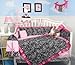 SoHo Pink with Black & White Zebra Chenille Crib Nursery Bedding 10 pcs Set