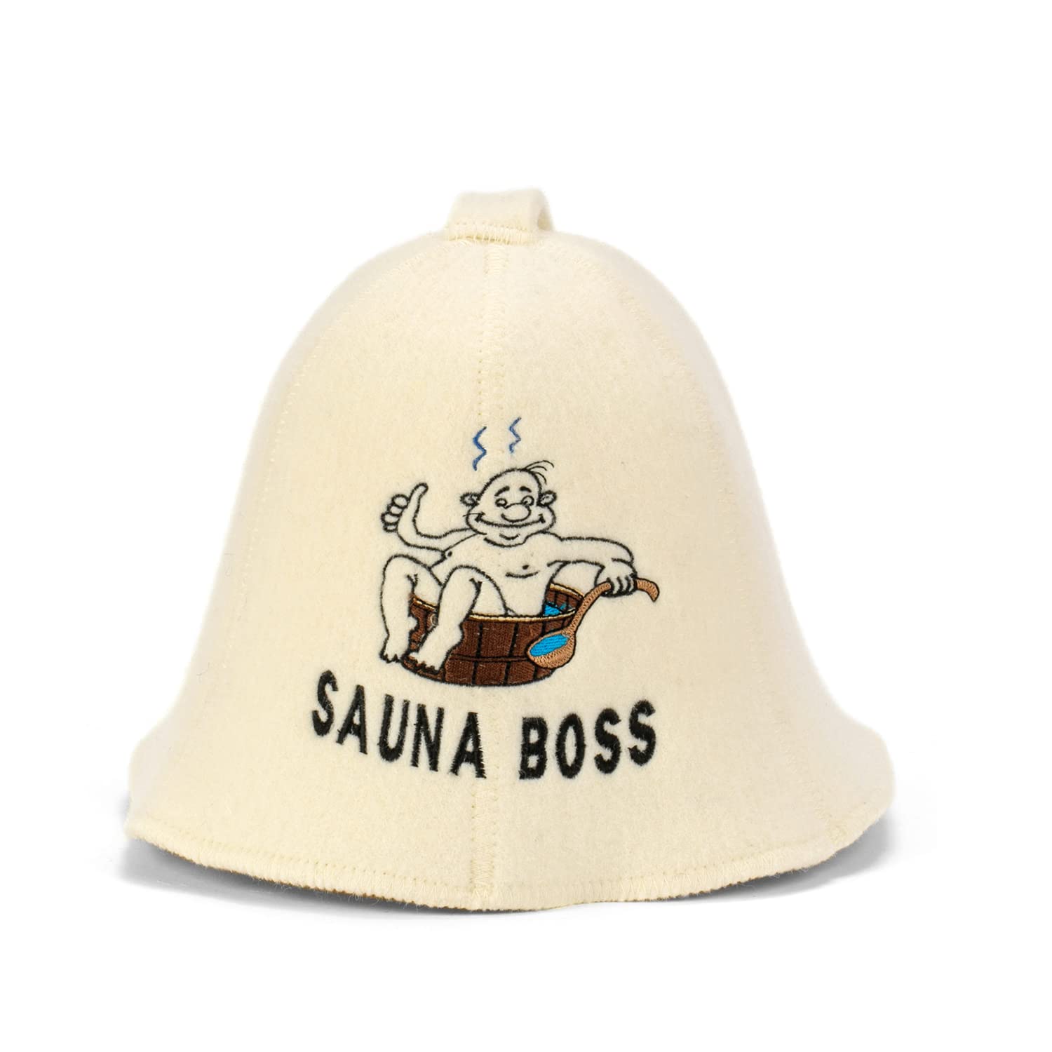 SAUNA GURU Boss Hat - 100% Organic Wool Felt Cap, Banya Hair Protector, Embroidered Russian Accessory, Room Accessory, Gifts for Men and Women