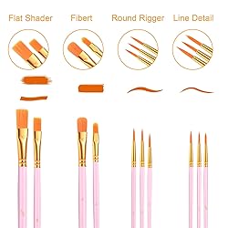 AROIC Acrylic Paint Brushes, 6 Packs/60 pcs Nylon