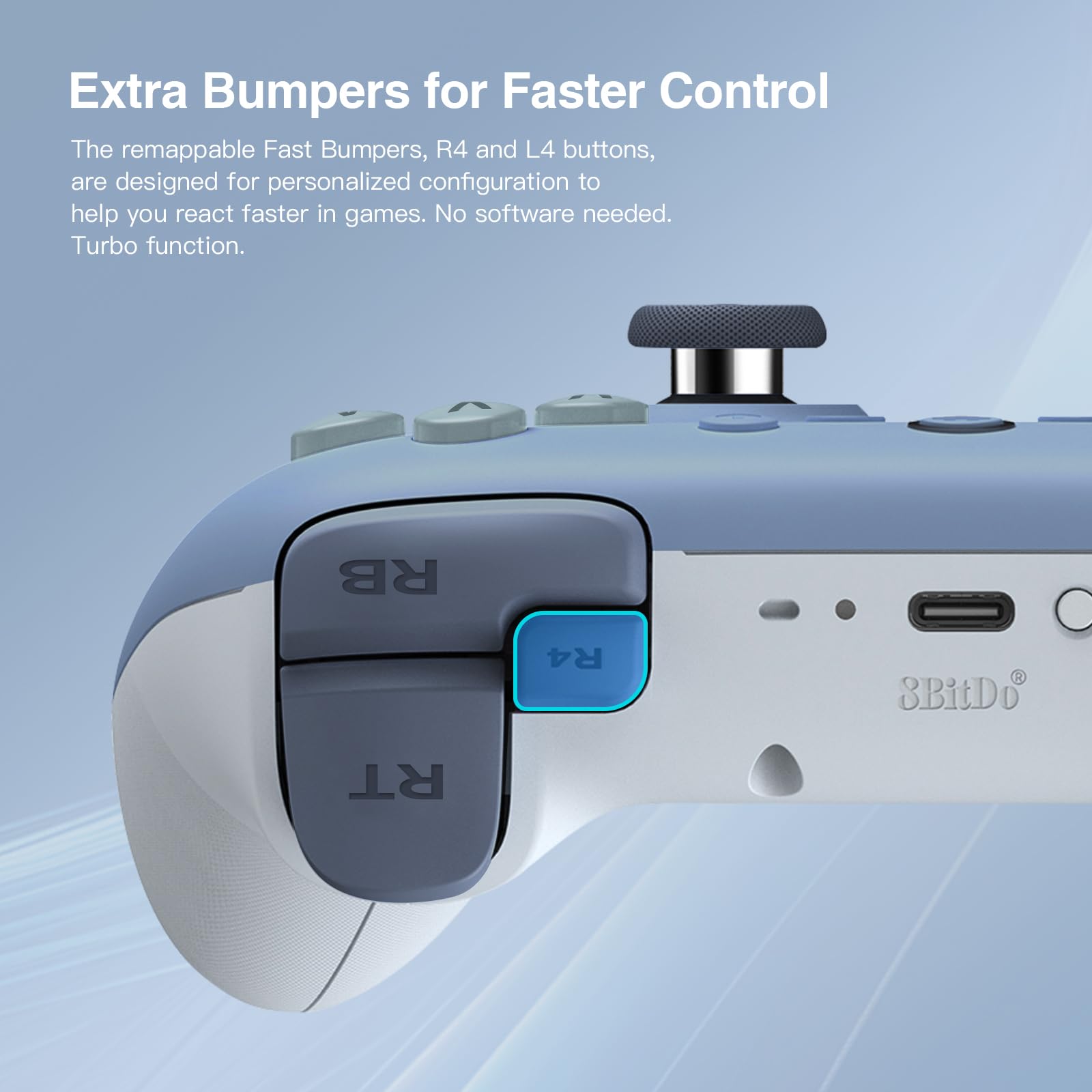 8Bitdo Ultimate 2C Wireless Controller for Windows PC and Android, with 1000Hz Polling Rate, Hall Effect Joysticks and Hall Triggers, and Remappable L4/R4 Bumpers (Dark Blue)