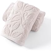 YiLUOMO Lime White Hand Towel Set of 2 Super Soft 100% Cotton Embossed Floral Pattern Highly Absorbent Decorative Bath Hand Towels for Bathroom Kitchen Spa 13x 29 Inch