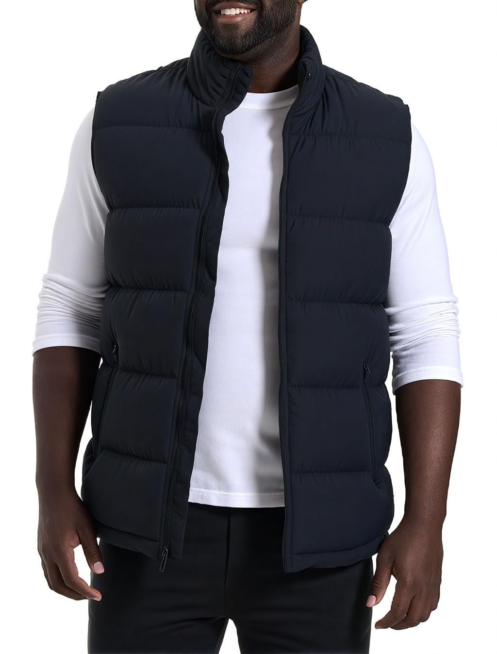 Photo 1 of Mlgaril Men'S Black Winter Lightweight Puffer Vest Sleeveless Jacket Casual Puffy Vests Outdoor Warm Down Puff Outerwear With Pockets M