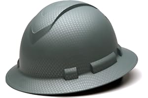 Pyramex Ridgeline Full Brim Hard Hat 4 Point Ratchet Matte Silver Graphite Pattern