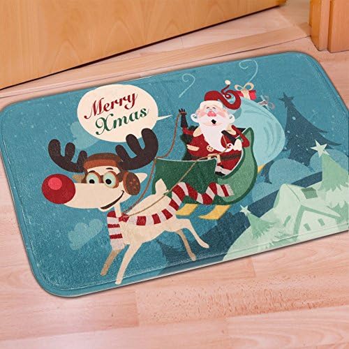 Christmas Doormat Santa Claus Reindeer Non-slip Floor Mat 23.5" x 16" Super Smooth Soft Xmas Carpet for Kids Room Indoor Outdoor Home Bed Room