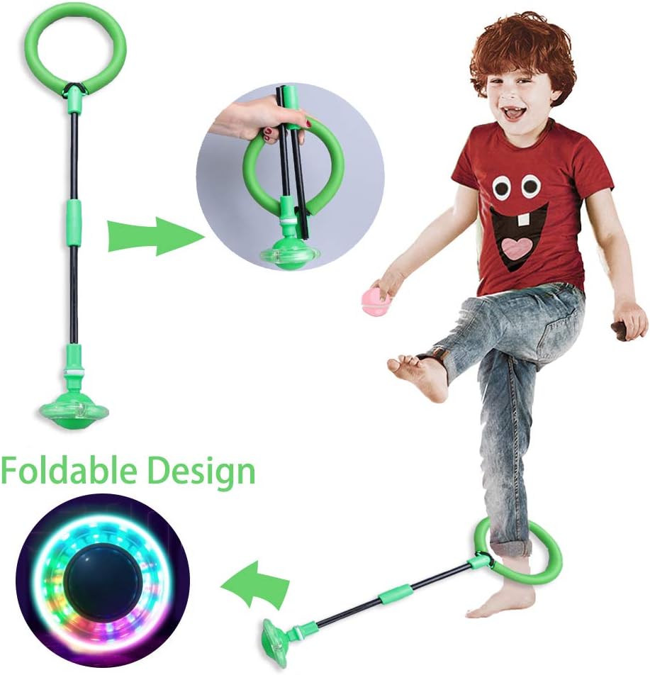 Cingfanlu Kids Foldable Ankle Skip Ball Flash Jump Colorful Sports Swing Ball, Fitness Jump Rope Fat Burning Game for Adults and Children