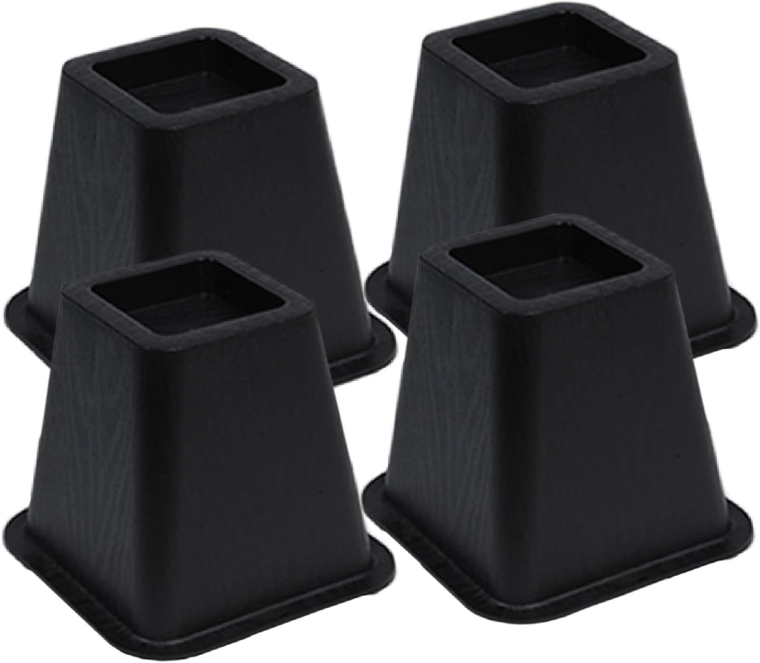 Smart Design Bed Riser Set of 4 - Durable Heavy Duty Resin Material - Adjustable Elevation in Height for Extra Furniture Storage Capacity - Home Organization (6.25 x 6 Inch) [Black]: Home & Kitchen