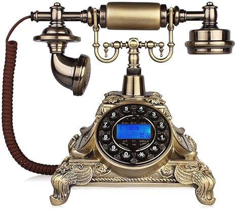 Amazon Co Jp ひも状の昔ながらの電話 クラシックなレトロデザイン ヨーロッパスタイルの無垢材と樹脂 ブロンズ ハンズフリーバックライト ホーム キッチン