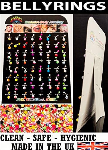 RKC Jewelz MIXED COLOURS / DESIGNS 10mm 12mm BELLY BARS Or TONGUE BARS 14mm 16mm 19mm UV Glow in the Dark COLOURS Surgical Steel MULITPACK Body Piercing Jewellery Sealed Pack SameDay U.K Dispatch