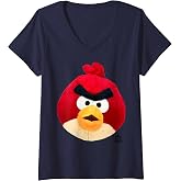 Women's Angry Birds Red Plush V-Neck T-Shirt