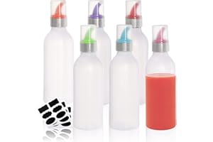 Lawei 6 Pack 15 oz Plastic Squeeze Condiment Bottle - Plastic Squirt Bottles with Lids and Colored Tips - Perfect for Condime