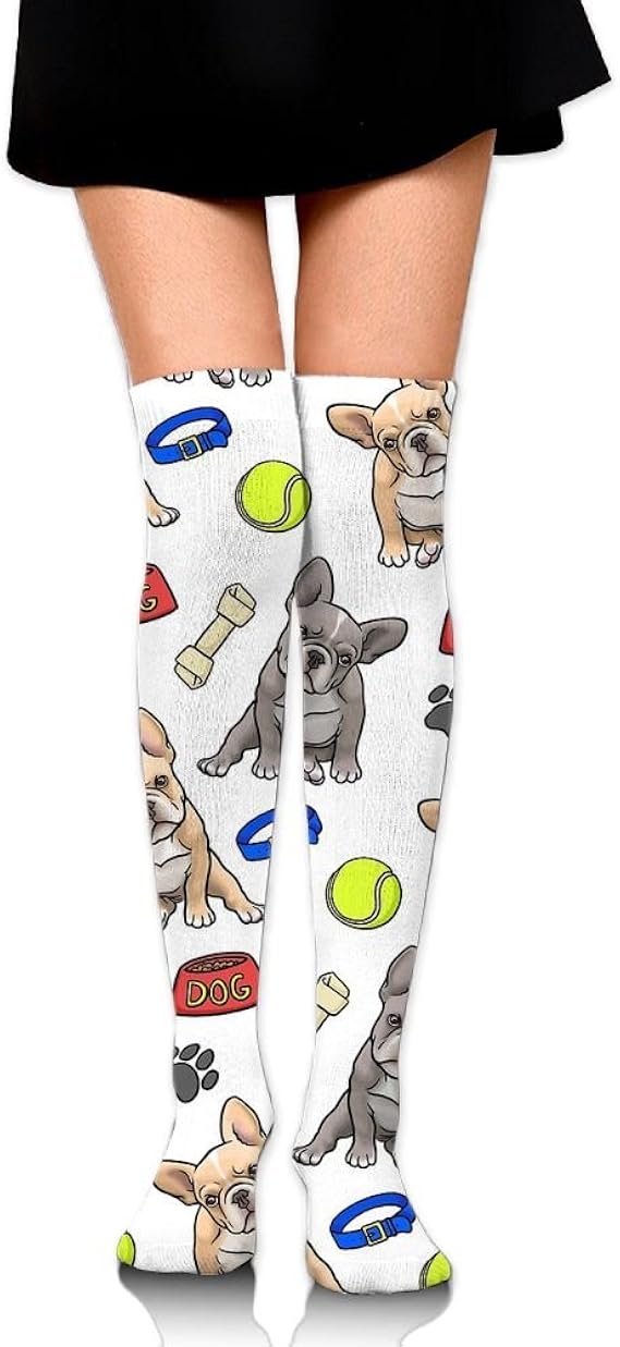 French Bulldog Pattern 25.59in Cool Sport Socks Knee High