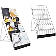 ybaymy 6-Tier 18" Wide Metal Wire Magazine Rack,Table Top Book Display Stand with Sign Channel,Collapsible Commercial Display Holder for Comic,Greeting Card,Literature,Trade Show,Art Print