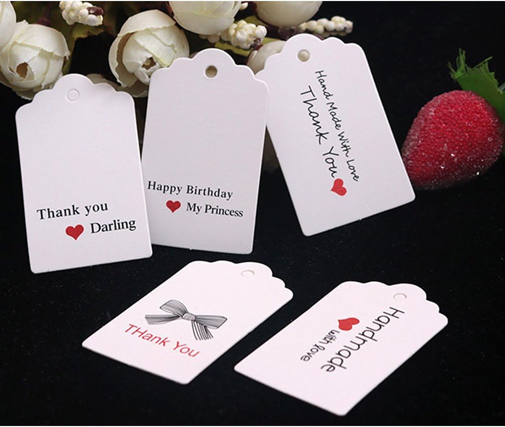 Paper Tags Gift Hang Tags with String 200pcs White: Health & Personal Care