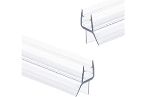 Shower Glass Door Bottom Seal, 2PCS 36 Inch Ultra Clear PVC Seal Strip with Sweep for 5/16"(8mm) Thick Frameless Glass Door, 