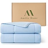 Amélie Home Cooling Comforter Queen Size, Dual-Sided Lightweight Cooling Blanket for Hot Sleepers, Q-Max 0.43 Breathable Cooling Quilt for Night Sweats, 90" x 90", Heather Ice Blue