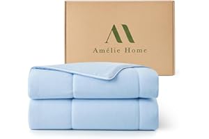Amélie Home Cooling Comforter Queen Size, Dual-Sided Lightweight Cooling Blanket for Hot Sleepers, Q-Max 0.43 Breathable Cooling Quilt for Night Sweats, 90" x 90", Heather Ice Blue