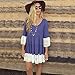 MIXMAX Bohemian Lace Splice Loose Casual Dress (X-Large, Bluish Violet)