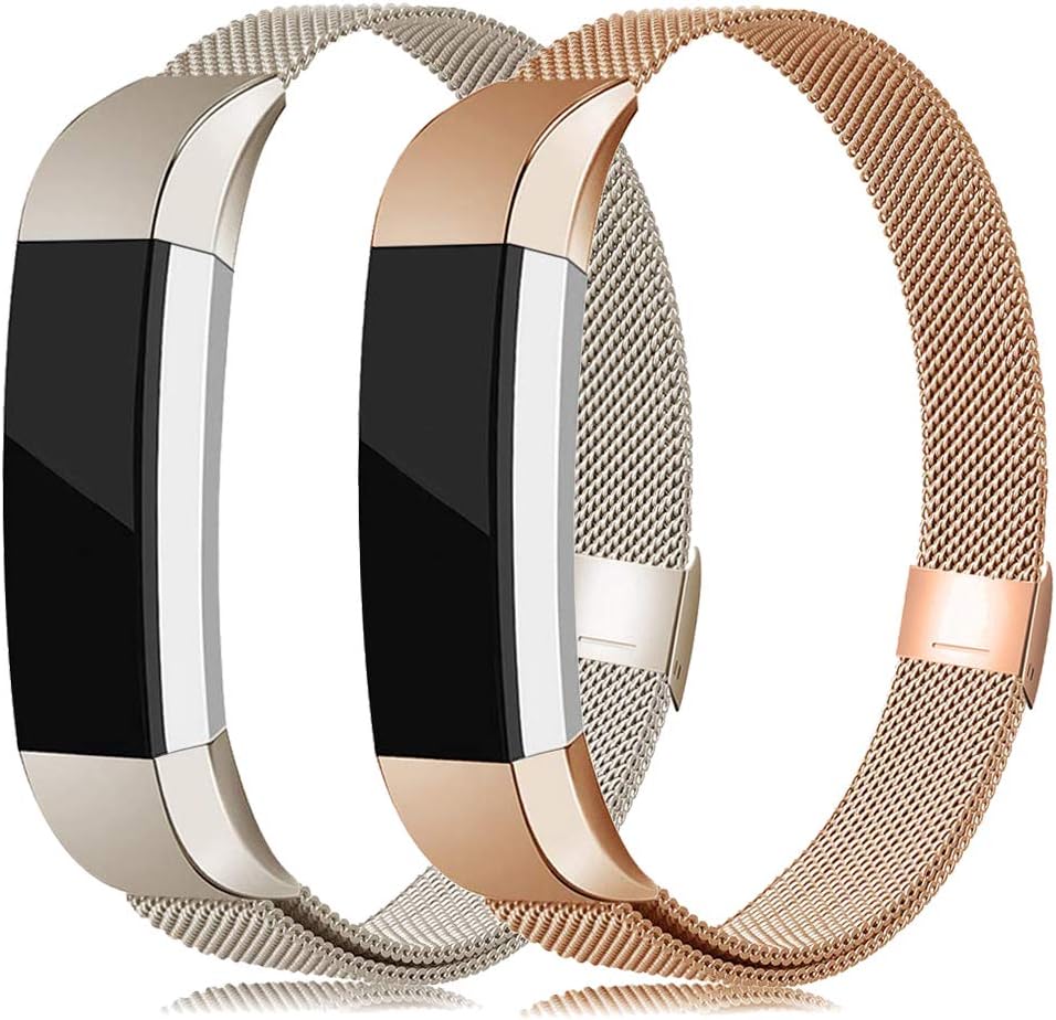 LNOOIU Metal Bands Compatible with Fitbit Alta, Replacement for Alta HR Stainless Steel Bands Adjustable Accessory Wristband for Alta Bracelet Women Men Girls Boys(2 Pack Small C)