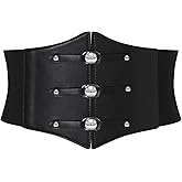 RLIBYROSE Women Corset Belt Wide Stretchy Waspie Elastic Waist Belt with Silver Rivet for Daily Cosplay Costume
