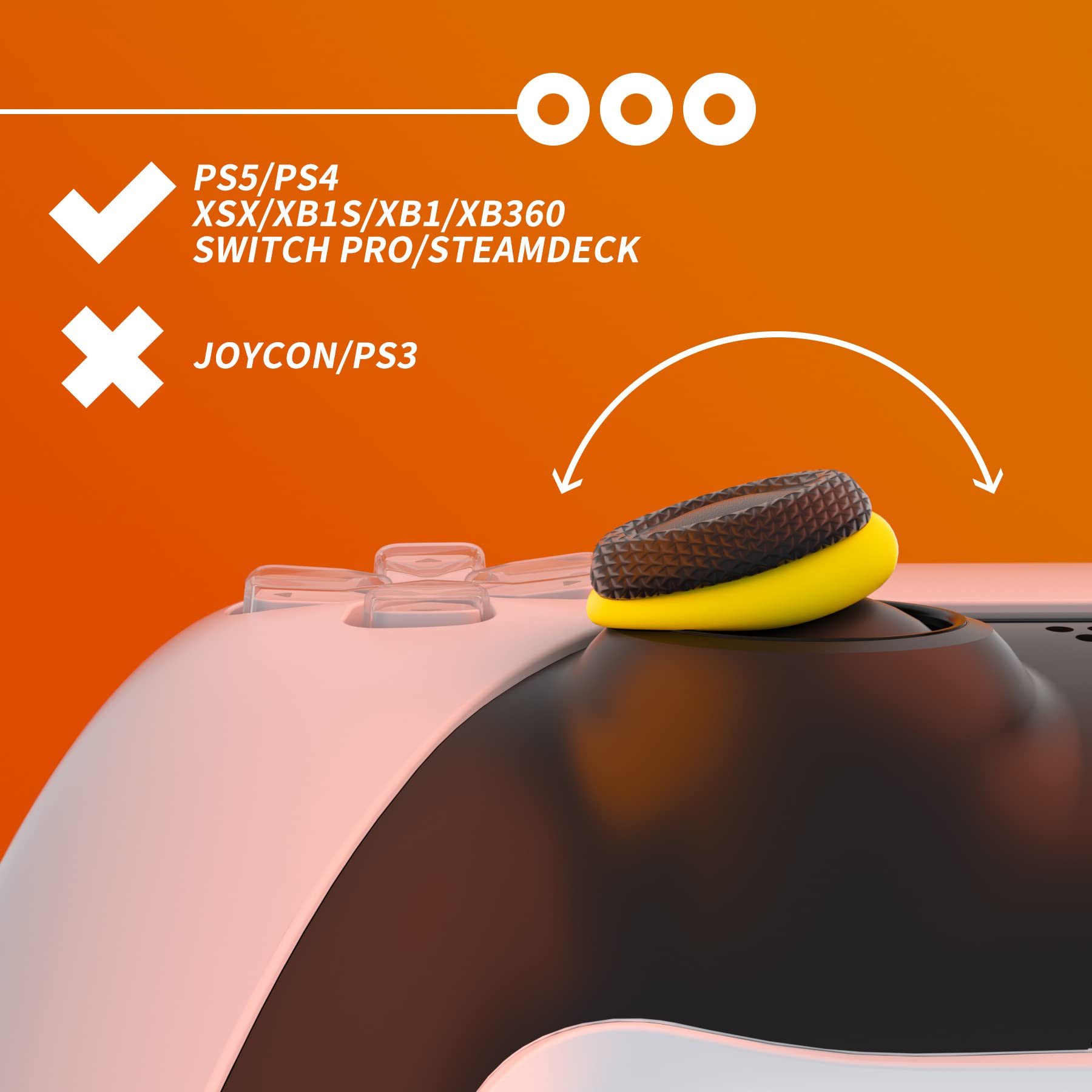 PlayVital 6 Pack Silicone Precision Rings for PS5, for PS4, for Xbox Series X/S, Xbox One, Xbox 360, for Switch 2 Pro, for Steam Deck - Aim Assist Target Motion Control, Red & Black & Yellow