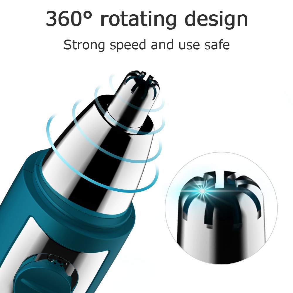 Nose Hair Trimmer Electric Nose Hair Trimmer Clipper for Men Women Ear Hair Remover Painless Trimming Men\'s Wet/Dry Trimmer 360° Rotating Dual Edge Blades with LED Light