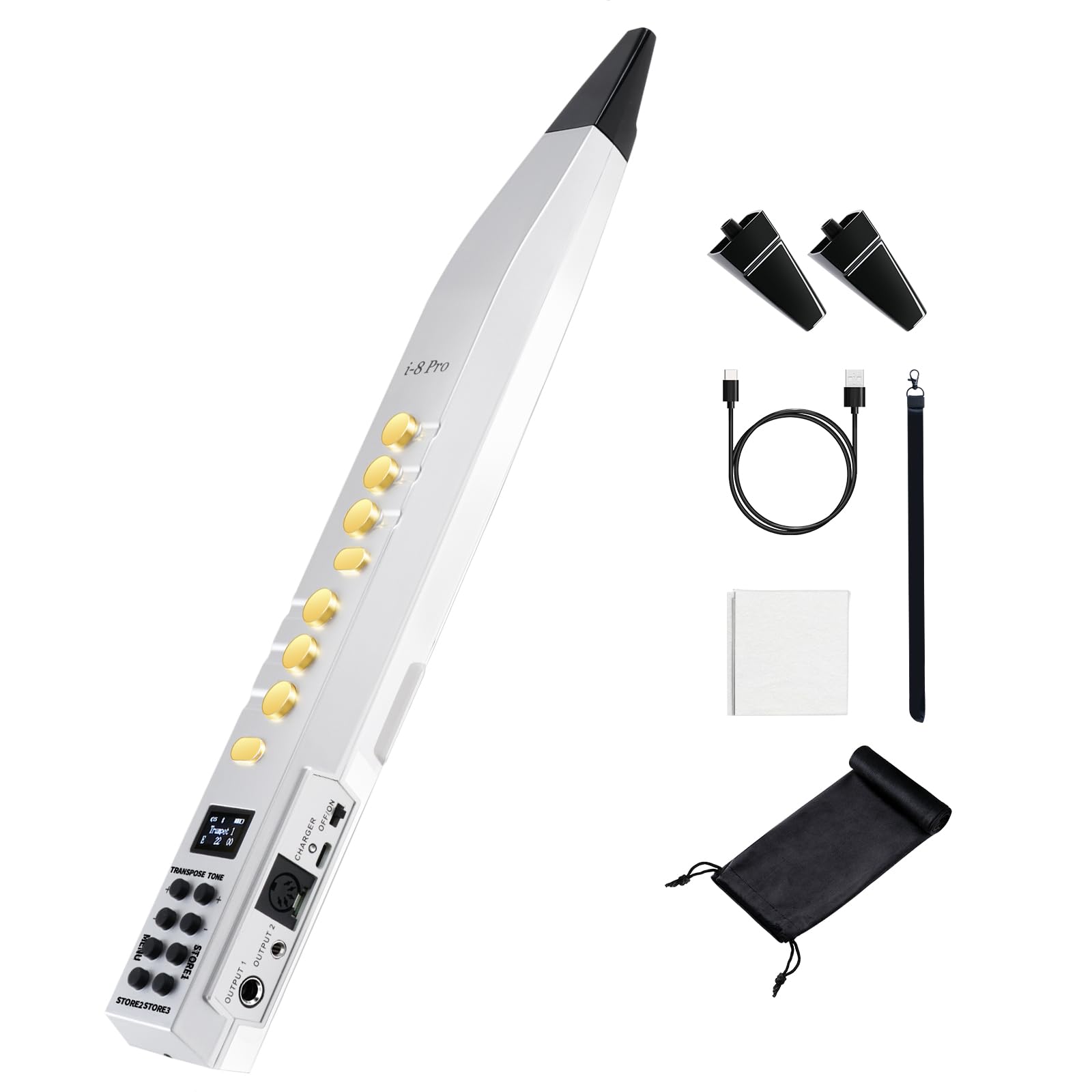 Photo 1 of INGPARTNER i8-Pro Digital Wind Instrument, Electronic Wind Instrument/EWI with Bluetooth,2 Nozzles,2 Fingerings, 89 Tones,12 Keys,5W Speaker plug in Headphone, Audio for Kids Adults Students Beginners