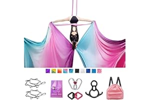 SAIVEN 10m Aerial Silks Equipment - premium Yoga Swing Set, Aerial Yoga Hammock kit, Yoga Starter Kit, Aerial Dance Equipment(L: 10m x W: 2.8m)