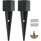 2 Pcs 4x4 Fence Post Anchor Ground Spike 16" (Inner Size 3.6"x3.6") Black Powder Coated–Mailbox Post Anchors, for Deck,Fence,Railing,Mailbox..