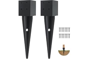 XIHUWZ 2 Pcs 4x4 Fence Post Anchor Ground Spike 16" (Inner Size 3.6"x3.6") Black Powder Coated–Mailbox Post Anchors, for Deck,Fence,Railing,Mailbox..